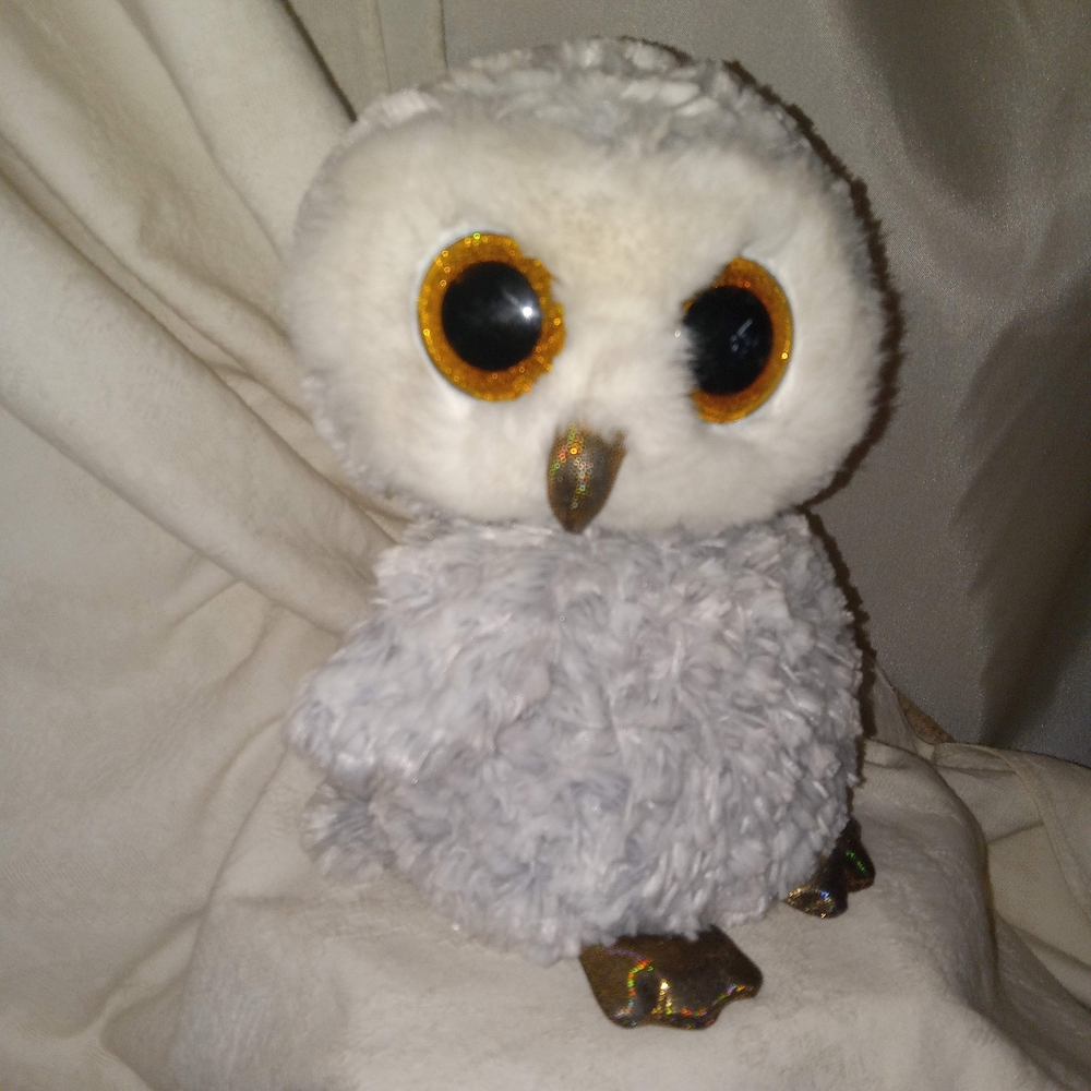 Ty Beanie Boos Owlette Grey White and Gold 10 Inch Plush Owl Stuffed Toy